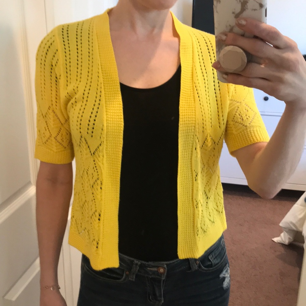 Yellow short sleeve cardigan